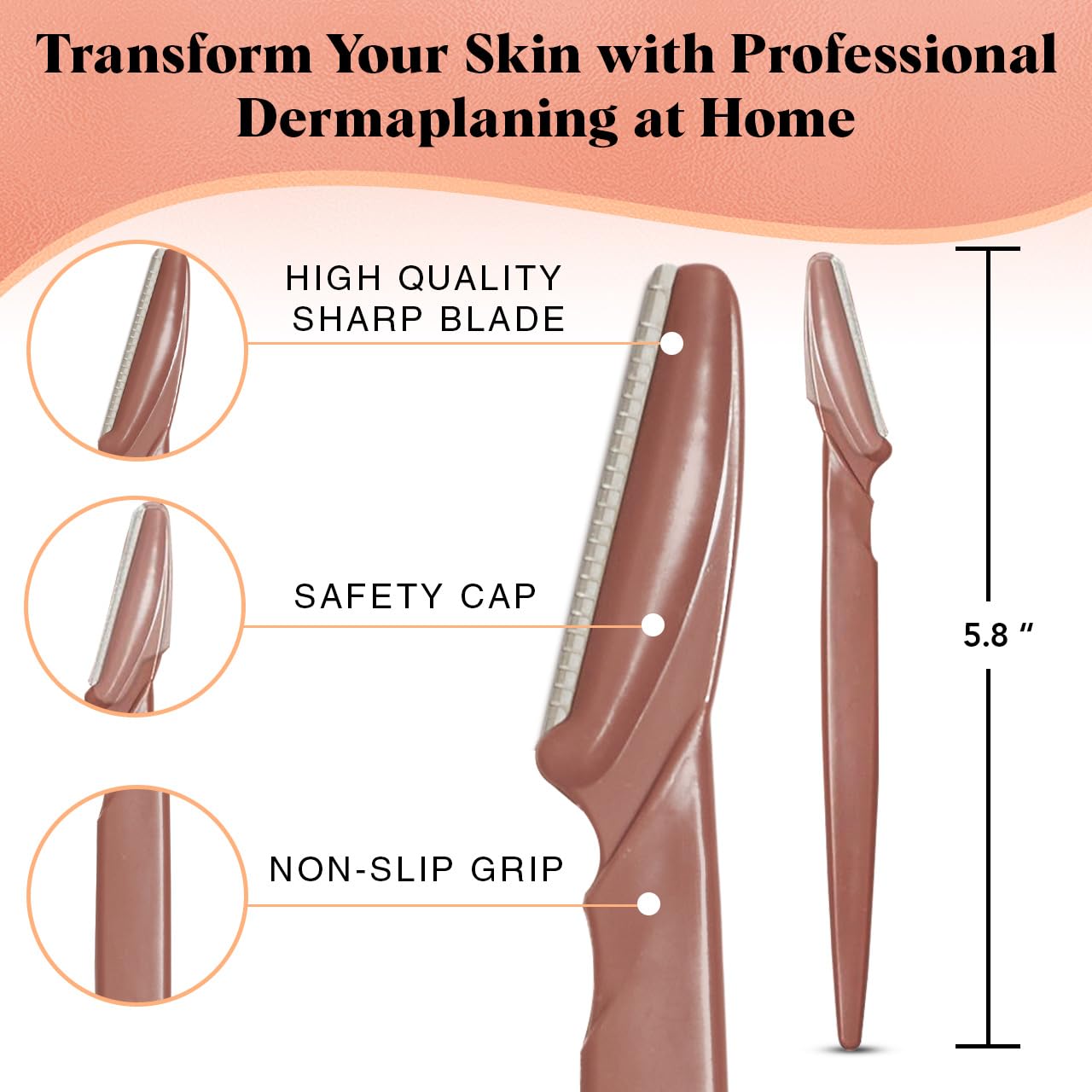 Kitsch Dermaplaning Tool - Face Razors for Women and Men, Dermaplane Razor for Women Face, Dermaplane Razor for Facial Hair Removal, Eyebrow Trimmer and Shaver, Skin Care Tools - 12pcs Terracotta